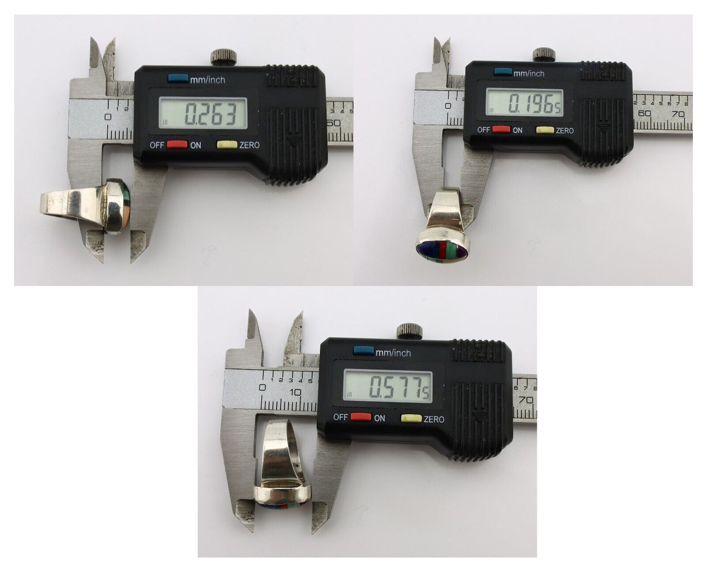 Zuni Inlaid Ring 925 Silver Mixed Natural Gemstones Native American Artist C.80s