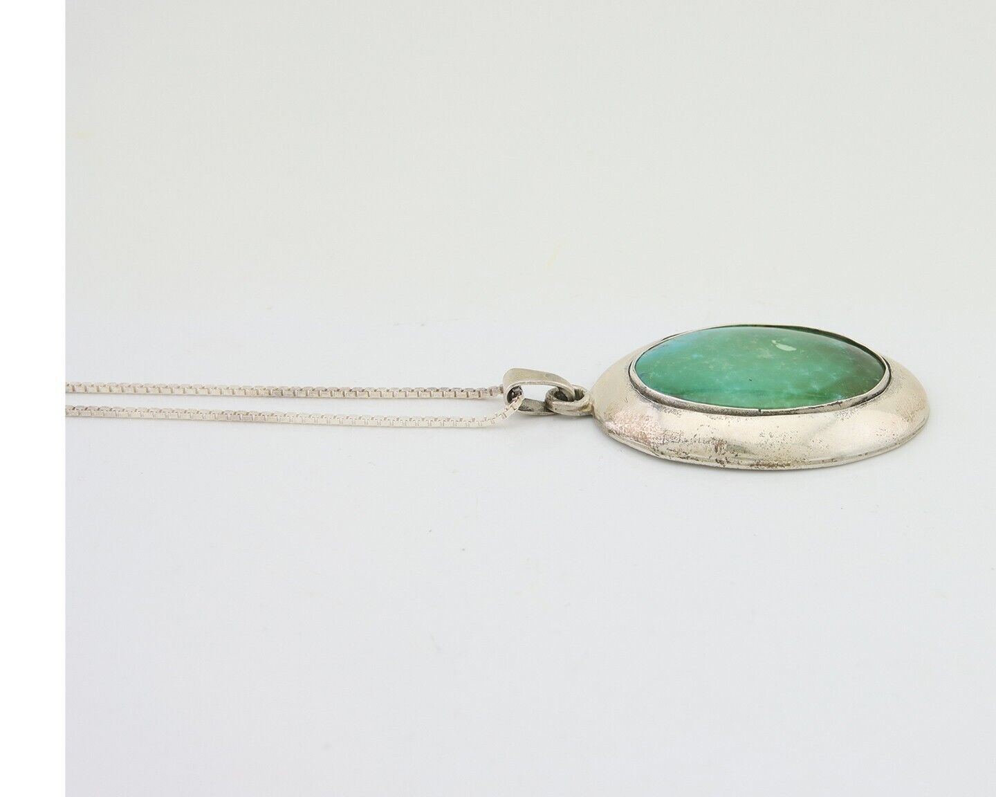 Navajo Necklace 925 Silver Natural Blue Turquoise Native American Artist C.80's