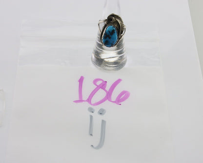 Navajo Ring 925 Silver Sleeping Beauty Turquoise Signed Justin Morris C.80's