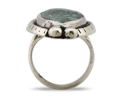 Navajo Ring 925 Silver Spiderweb Turquoise Artist Signed MP C.80's