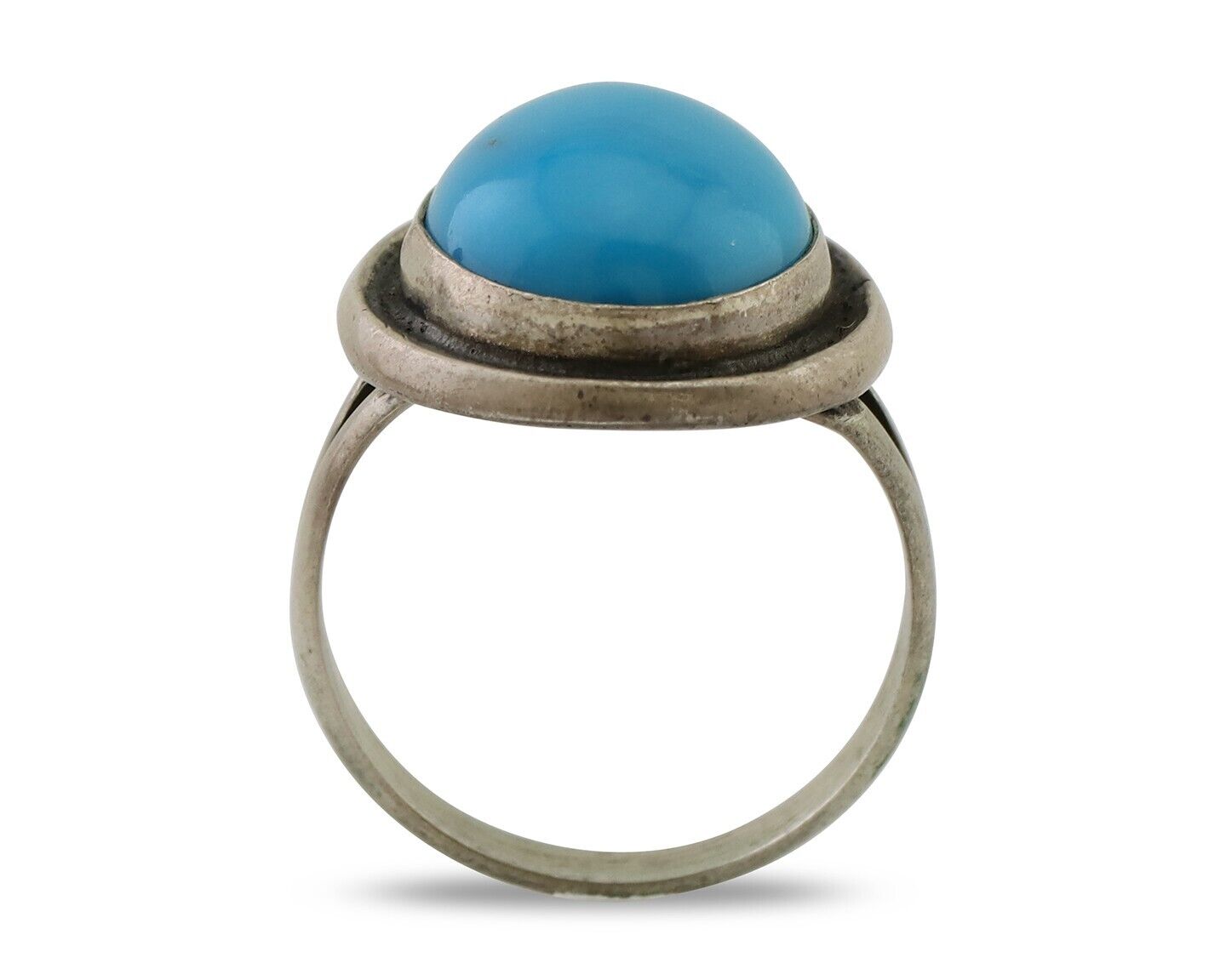 Navajo Handmade Ring 925 Silver Blue Turquoise Native American Artist C.80's