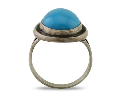 Navajo Handmade Ring 925 Silver Blue Turquoise Native American Artist C.80's