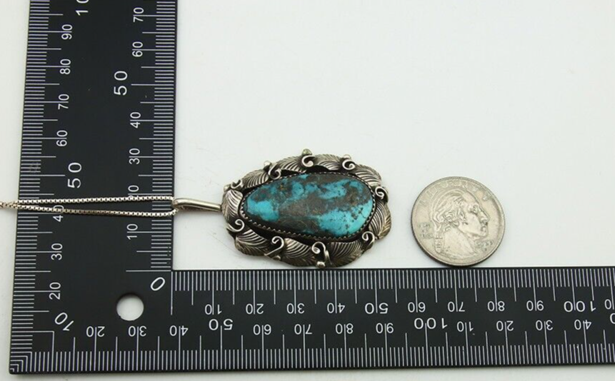 Navajo Necklace 925 Silver Natural Turquoise Artist Signed Billie Eagle C.80's