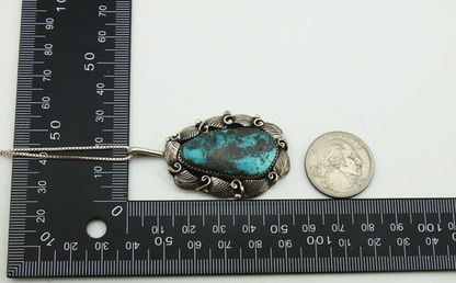 Navajo Necklace 925 Silver Natural Turquoise Artist Signed Billie Eagle C.80's