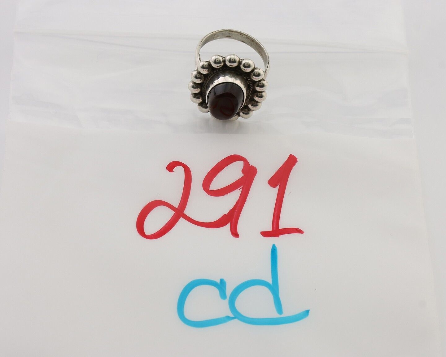 Navajo Handmade Ring 925 Silver Natural Fire Opal Native Artist Size 6.75 C.80's