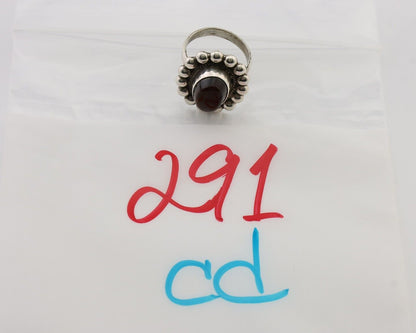 Navajo Handmade Ring 925 Silver Natural Fire Opal Native Artist Size 6.75 C.80's