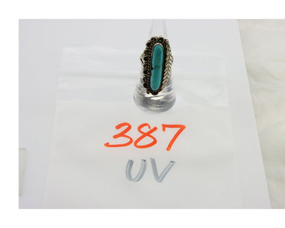 Navajo Ring .925 Sterling Blue Turquoise Artist Signed R Yazzie C.80's