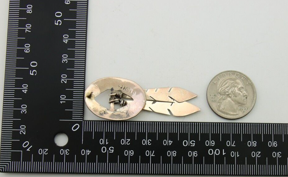 Navajo Feather Earrings 925 Silver Dangle Artist Signed DISHTA C.80's