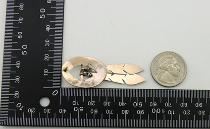 Navajo Feather Earrings 925 Silver Dangle Artist Signed DISHTA C.80's