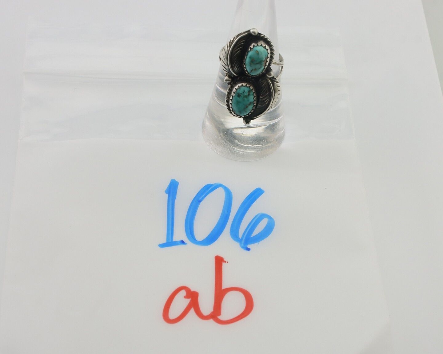 Navajo Ring 925 Silver Blue Gem Turquoise Native American Artist C.80's