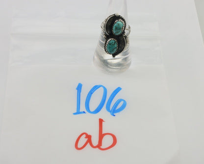 Navajo Ring 925 Silver Blue Gem Turquoise Native American Artist C.80's