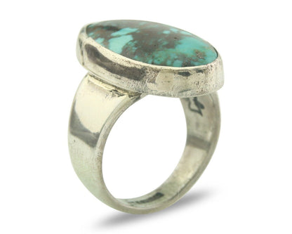 Navajo Ring 925 Sterling Turquoise Handmade Signed M Montoya C.80's Size 7.0