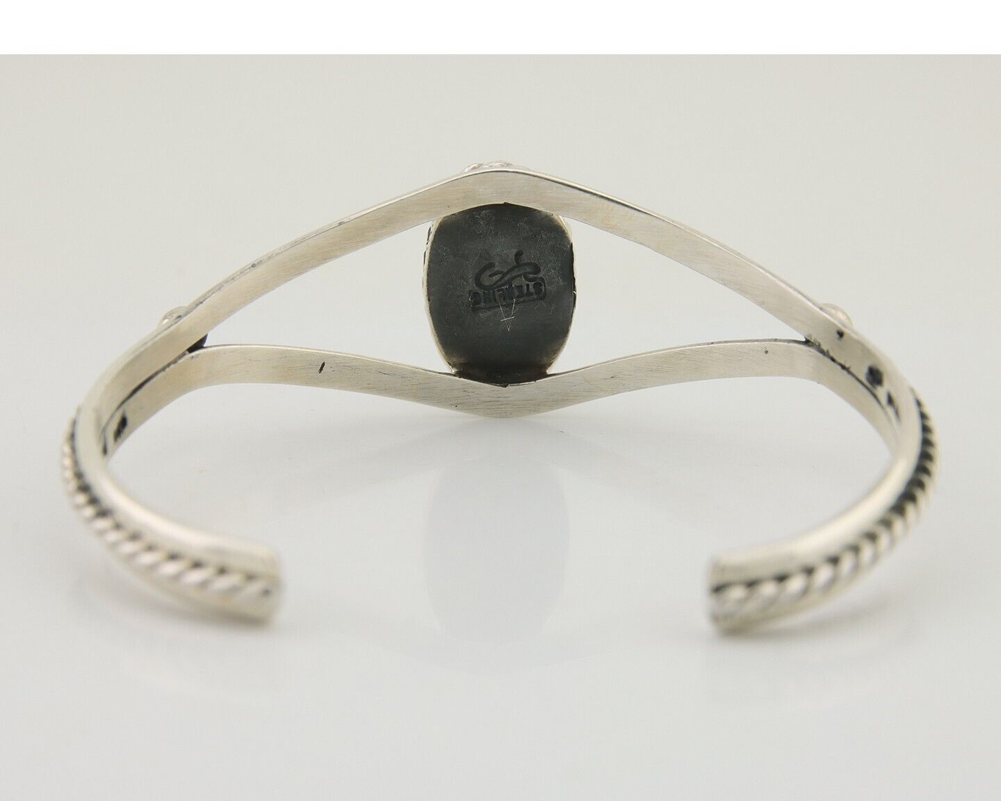 Navajo Bracelet 925 Silver Blue Turquoise Artist Signed Gecko C.80's