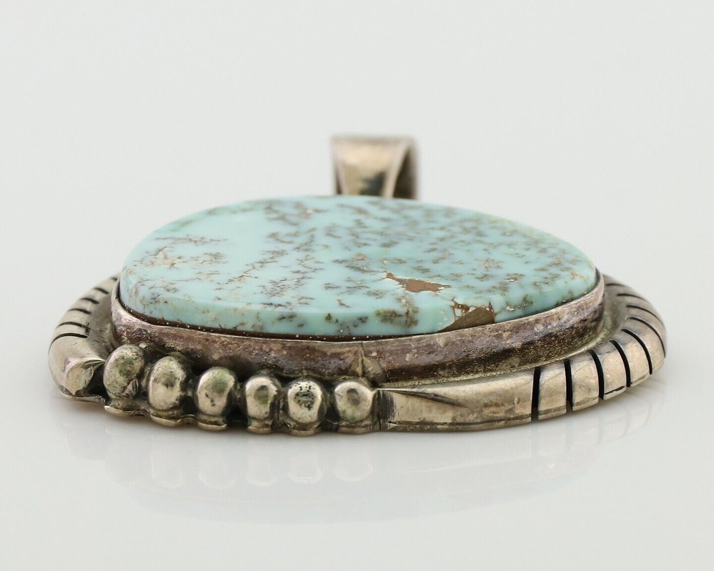 Navajo Turquoise Pendant 925 Silver Artist Signed Doug Zachary C.80's