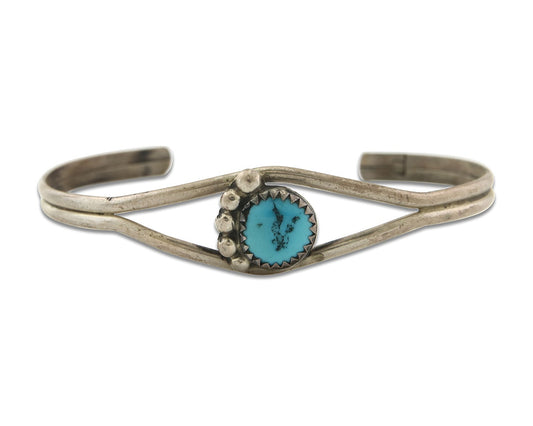 Vintage Navajo Bracelet 925 Silver Blue Turquoise Handmade Signed P