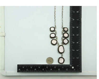 Navajo Necklace 925 Sterling Silver Pink Muscle Vintage Artist Signed P Attakai