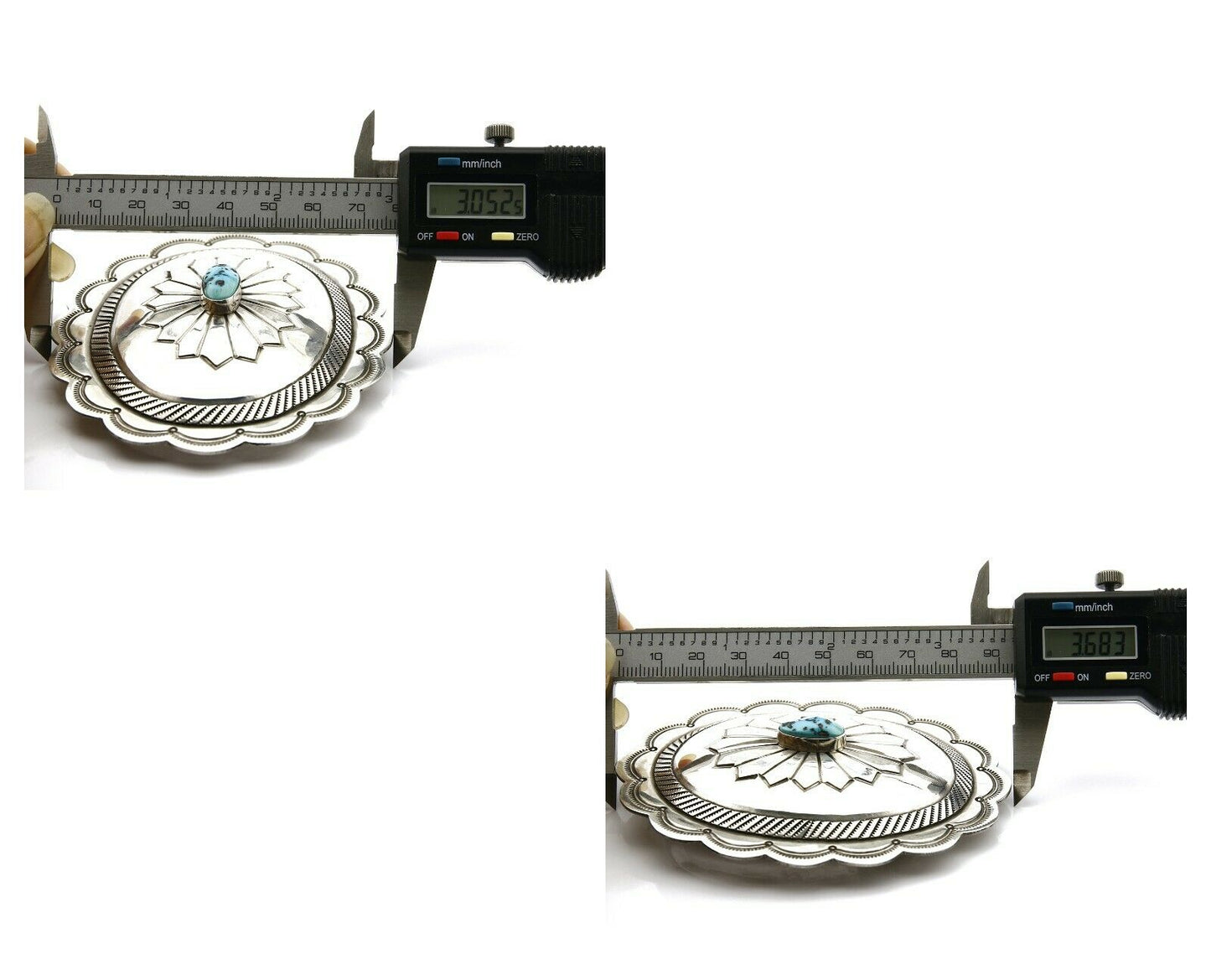 Navajo Belt Buckle .925 Silver Turquoise Handmade Artist Skeets Work of Arts