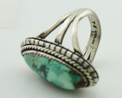 Navajo Handmade Ring 925 Silver Natural Turquoise Artist Signed TS C.80's