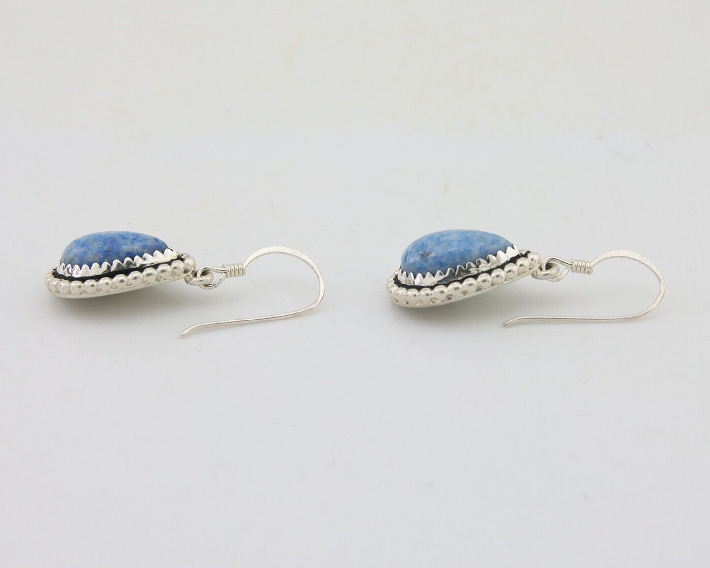 Navajo Earrings 925 Silver Blue Denim Lapis Artist Signed First Eagle C.80's