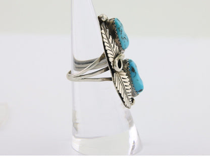 Navajo Ring 925 Silver Natural Turquoise Artist Signed Rob T Kelly C.80's