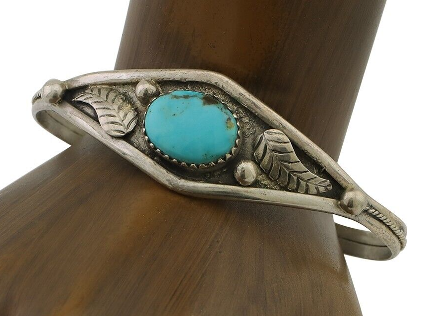 Navajo Handmade Bracelet 925 Silver Arizona Turquoise Native American C.80's