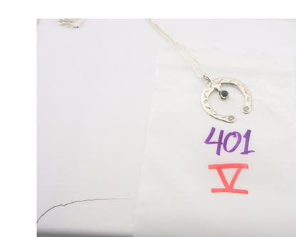 Navajo Sterling Silver Necklace Onyx Sand Cast Authentic Vintage Native American