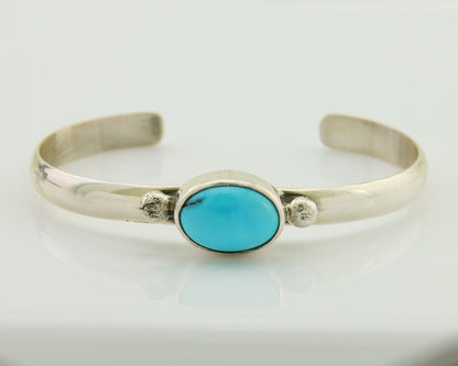 Navajo Cuff Bracelet Blue Turquoise 925 Silver Native American Artist C.80's