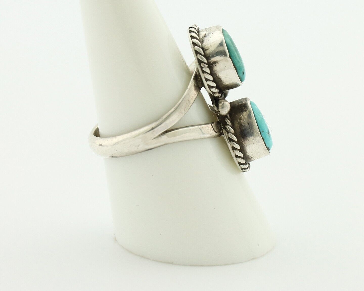 Navajo Ring 925 Silver Natural Blue Turquoise Native Artist Signed AG C.80's