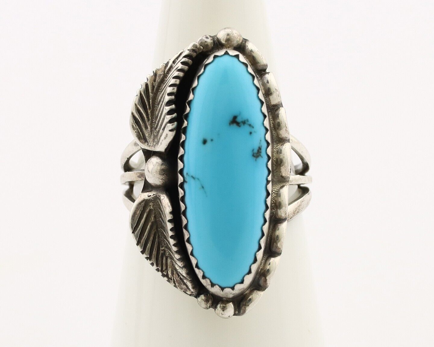 Navajo Ring 925 Silver Sleeping Beauty Turquoise Signed SC C.80's