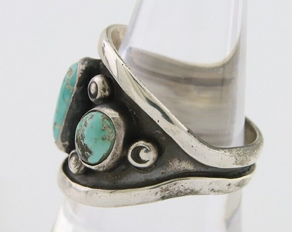 Navajo Handmade Ring 925 Silver Natural Turquoise Native Artist C.80's