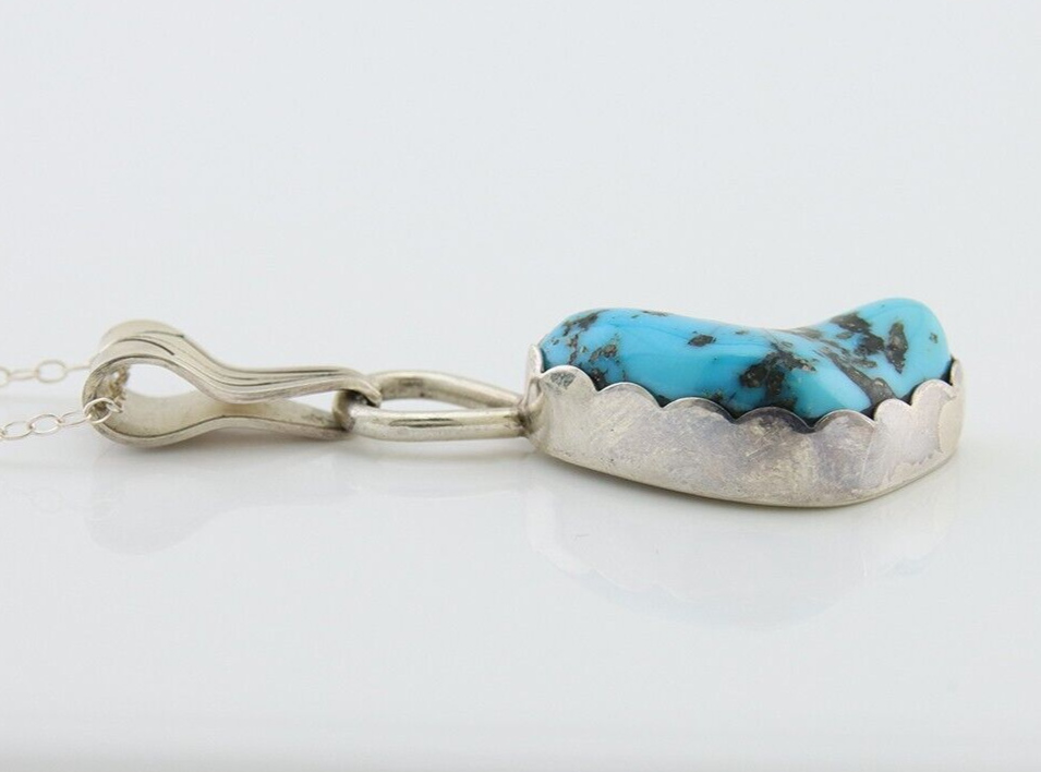 Navajo Necklace 925 Silver Blue Turquoise Artist Signed Tony Guerro C.80's