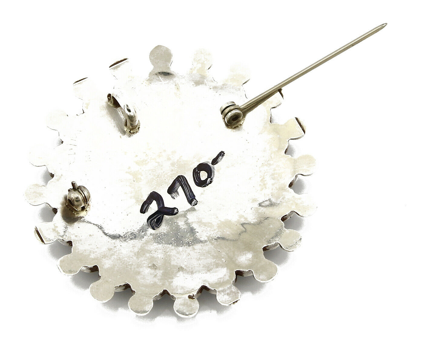 Zuni Signed Artist Victoria Unkestine Inlaid .925 SOLID Silver Tewa Pendant Pin