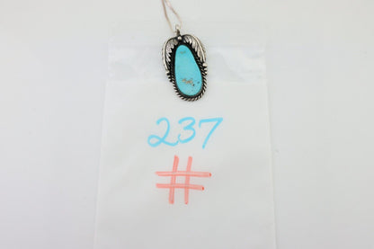 Navajo Pendant 925 Silver Natural Blue Turquoise Native American Artist C.90s