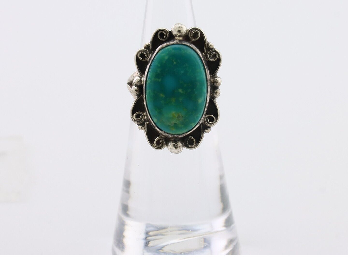 Navajo Handmade Ring 925 Silver Kingman Turquoise Size 4.25 C.80's