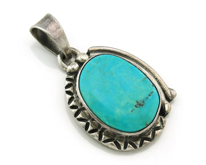 Navajo Pendant 925 Sterling Silver Natural Turquoise Vintage Artist Signed Gecko