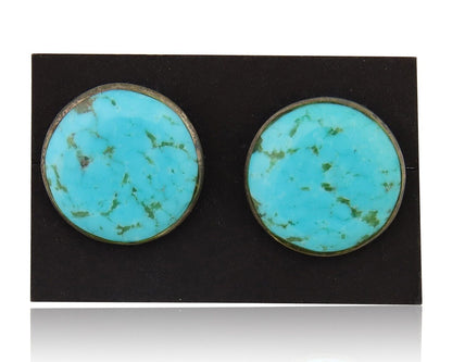 Navajo Shield Natural Turquoise Earrings 925 Silver Native American Artist C.80s