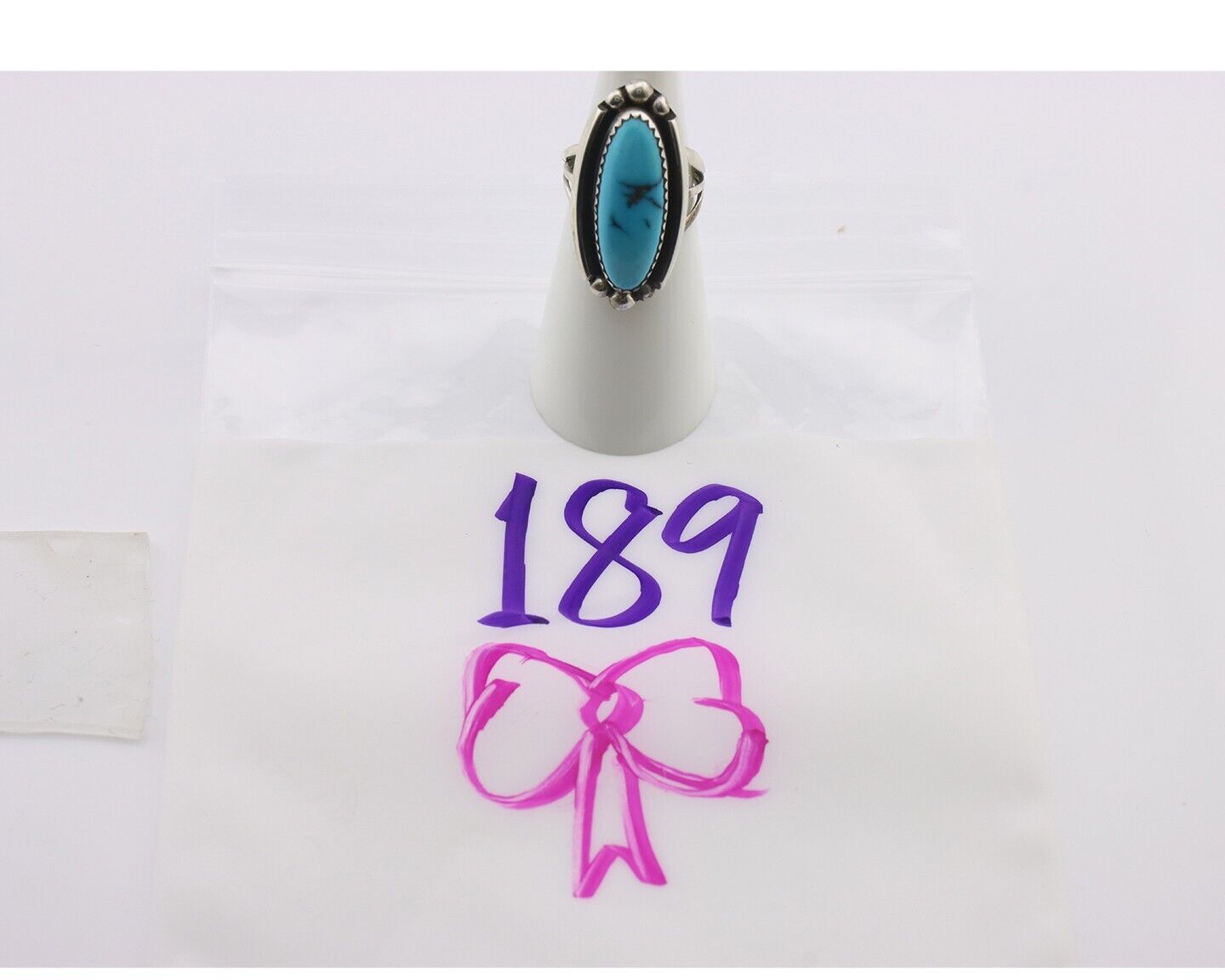 Navajo Ring .925 Silver Sleeping Beauty Turquoise Signed SkyStone Creations C80s