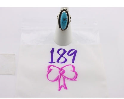 Navajo Ring .925 Silver Sleeping Beauty Turquoise Signed SkyStone Creations C80s