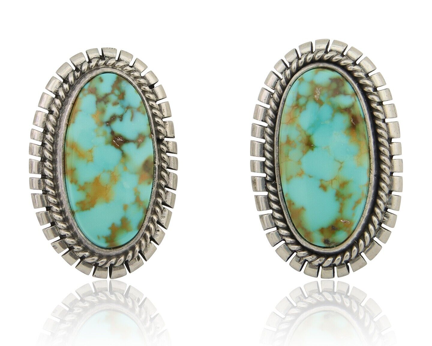 Navajo Dangle Earrings 925 Natural Turquoise Signed M GUERRO C.80's