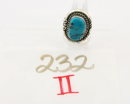 Navajo Ring 925 Sterling Natural Blue Turquoise Signed Ben S C.80's Size 9.75