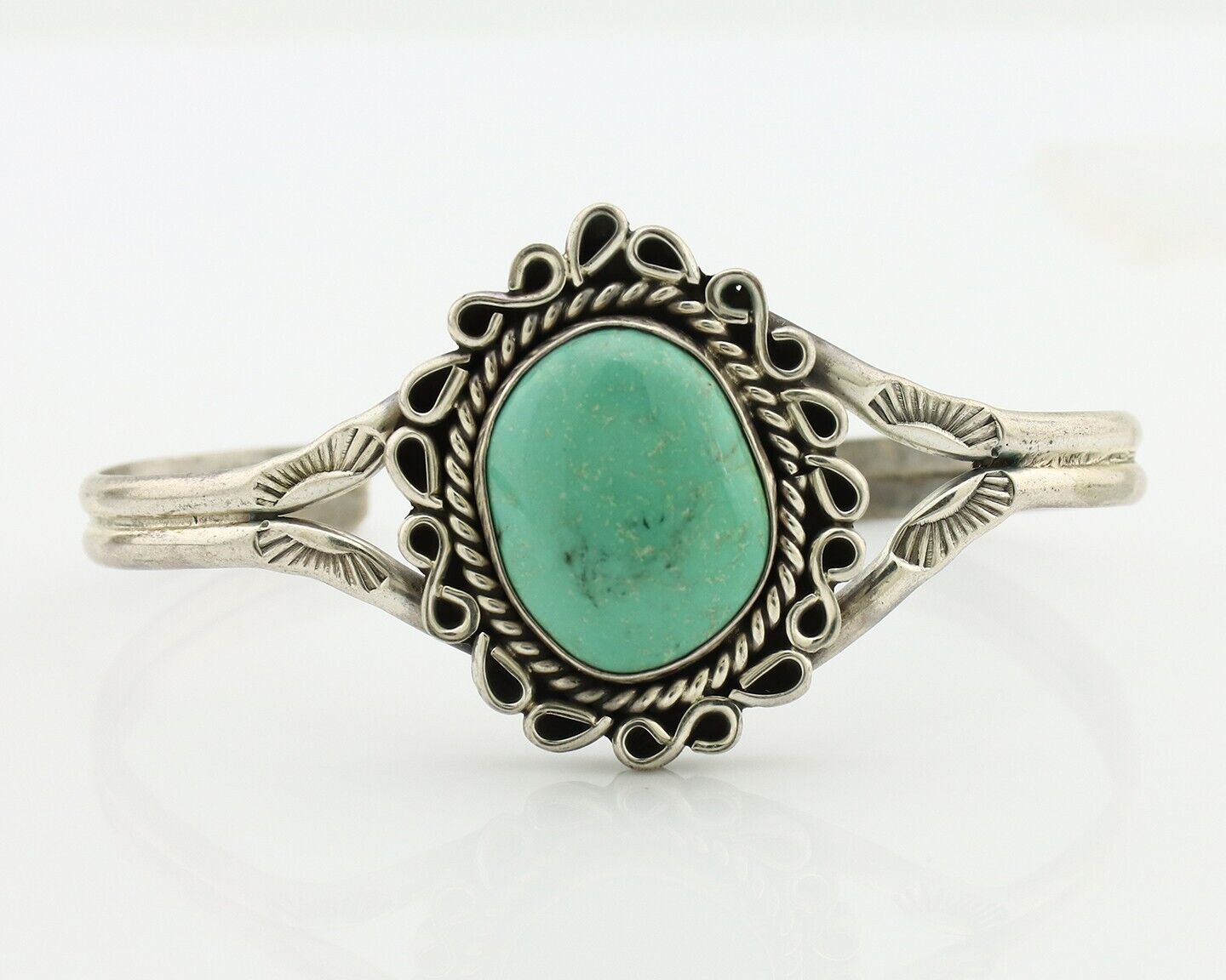 Navajo Bracelet 925 Silver Natural Turquoise Artist Signed L Platero C.80's