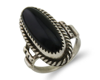 Navajo Handmade Ring 925 Silver Black Onyx Native American Artist C.80's