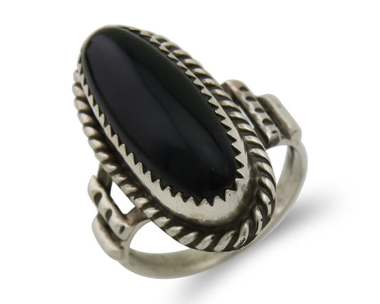 Navajo Handmade Ring 925 Silver Black Onyx Native American Artist C.80's