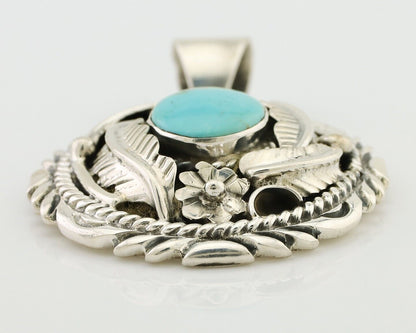 Navajo Pendant 925 Silver Kingman Turquoise Native American Artist C.80s
