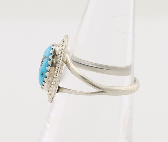 Navajo Ring 925 Silver Sleeping Beauty Turquoise Native Artist Signed BW C.80's