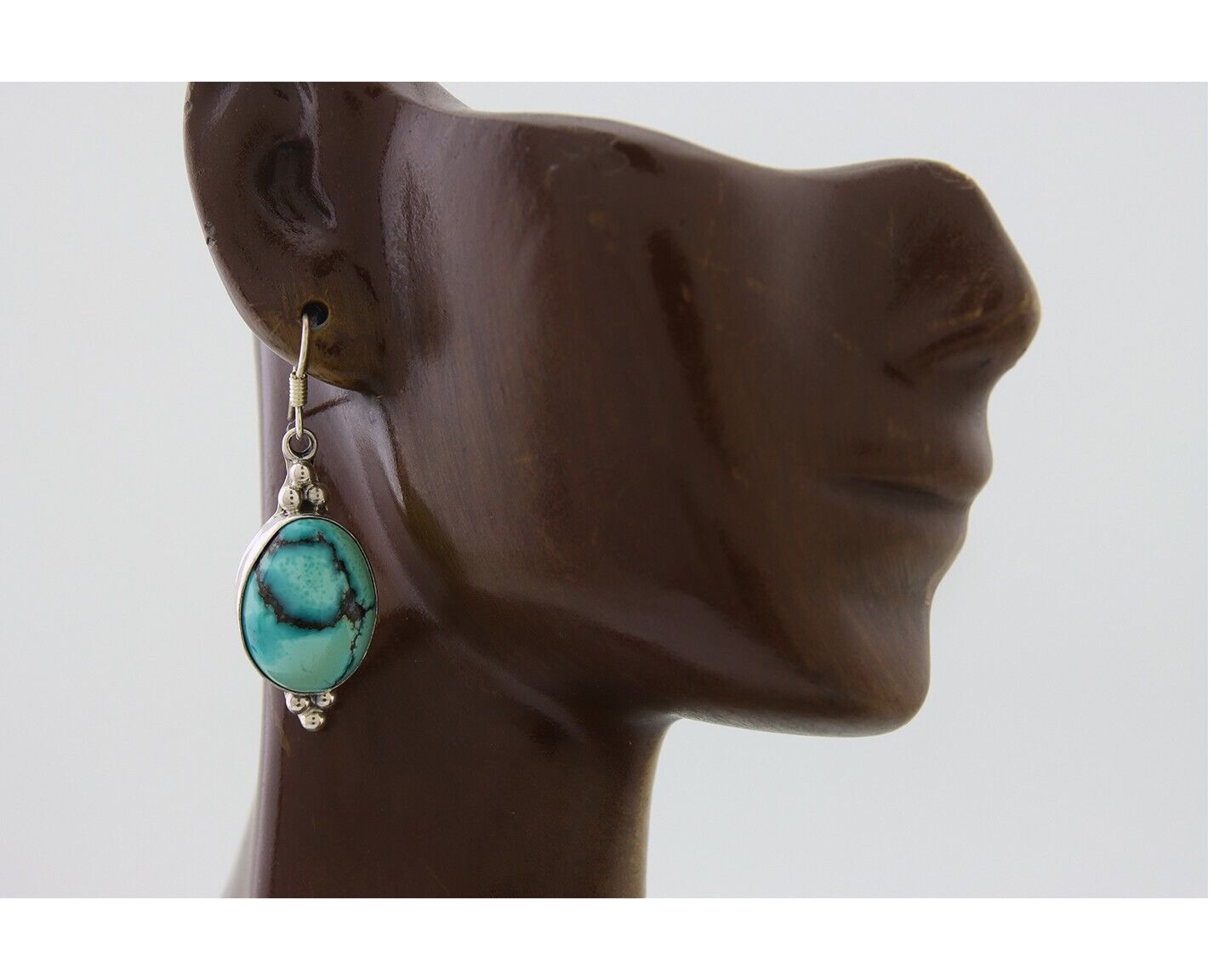 Navajo Dangle Earrings 925 Natural Turquoise Native Inca Mfg C.80's