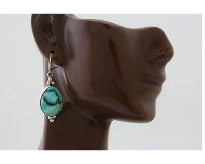 Navajo Dangle Earrings 925 Natural Turquoise Native Inca Mfg C.80's