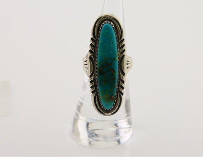 Navajo Hand Stamped Ring 925 Silver Turquoise Native Artist Begay C.80's