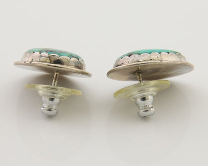 Navajo Earrings 925 Silver Natural Blue Native American Artist C.80's