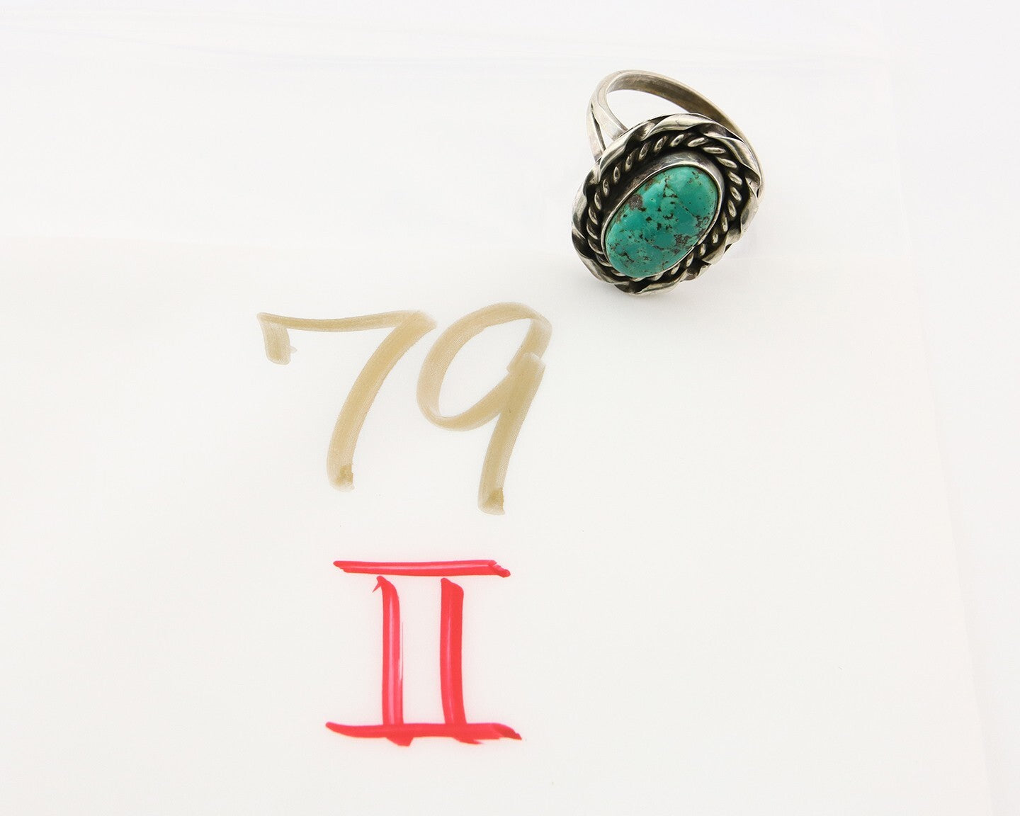 Navajo Ring 925 Sterling Natural Mined Arizona Turquoise C.80's Size 7.5